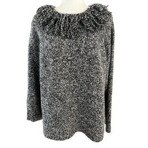 EUC Norton McNaughton Woman 2X Black & White Textured Sweater Acrylic/Polyester